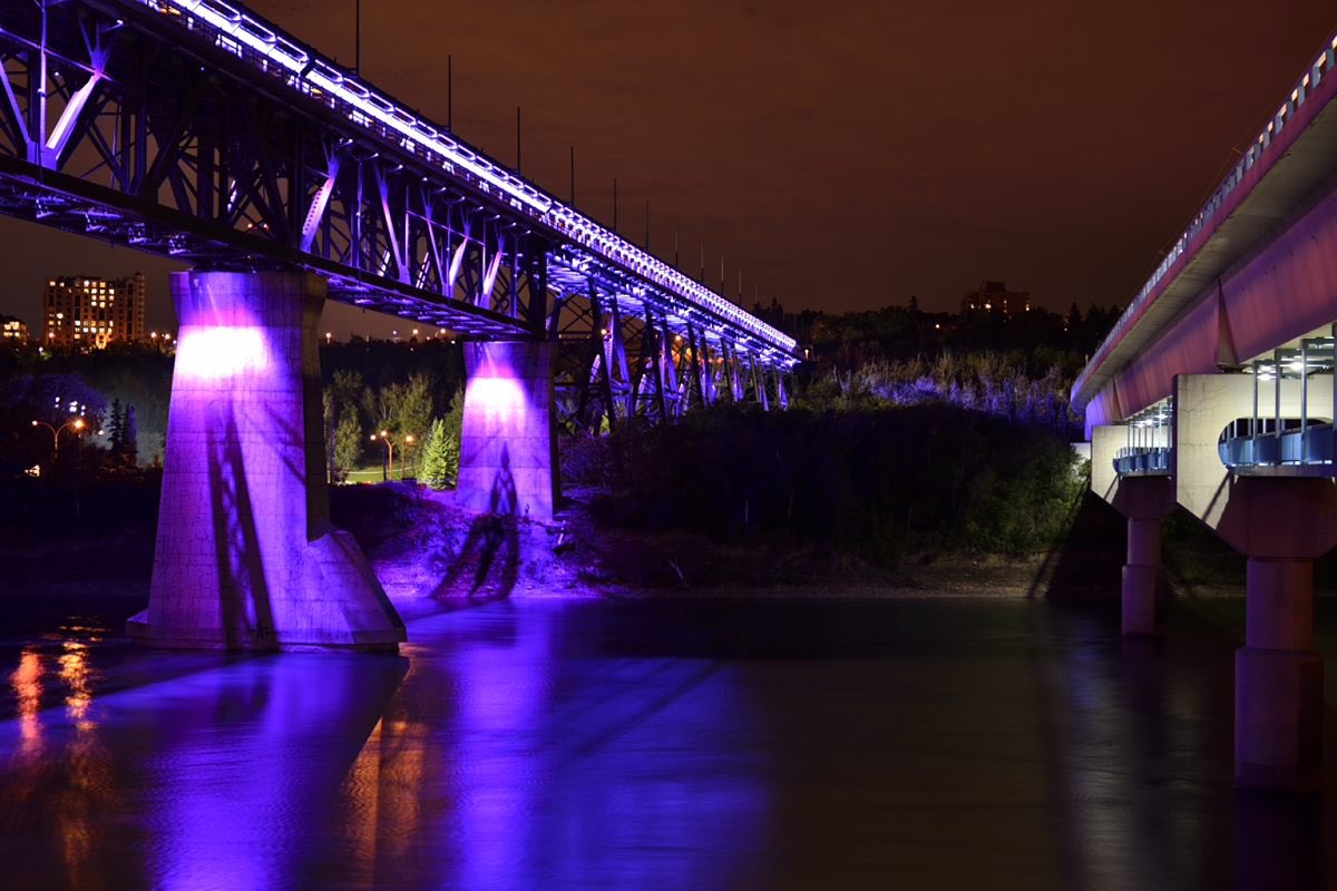 The #HighLevelBridge in #Edmonton #Alberta will be lit in purple for the Alberta Council of Women's Shelters 40th Anniversary. acws.ca  @womenshelter #Yeg #LightTheBridge💜