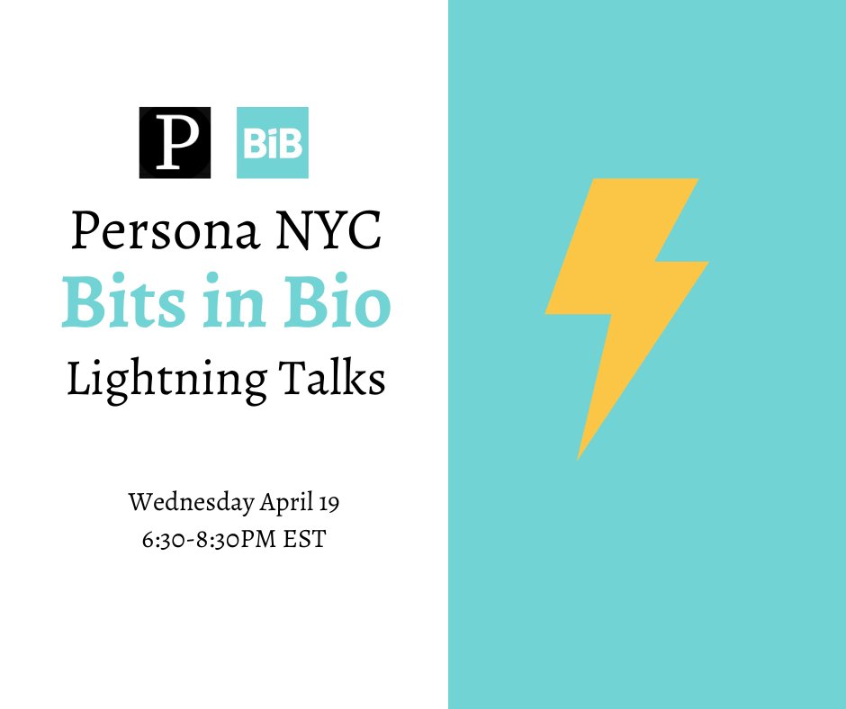 nityasnotes's tweet photo. @bitsinbio NYC edition of technical lightning talks is here! Thank you to our speakers and to @persona_nyc  for hosting us. RSVP at the link below. 

Can't wait to see you all there🧬 https://t.co/68ow9fI5mW