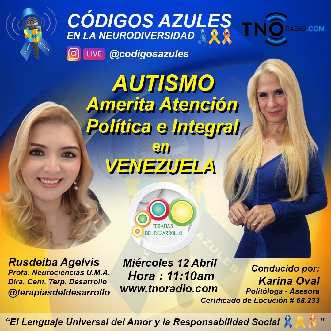Conversamos con la Lic. Rusdeiba Agelvis, directora del @terapiasdeldesarrollo  sobre los factores ambientales, educativos y de salud, que deben atender los diferentes actores sociales para garantizar los derechos humanos de la población TEA en Venezuela con <a href="/Karinaoval/">Karina Oval</a> #autismo