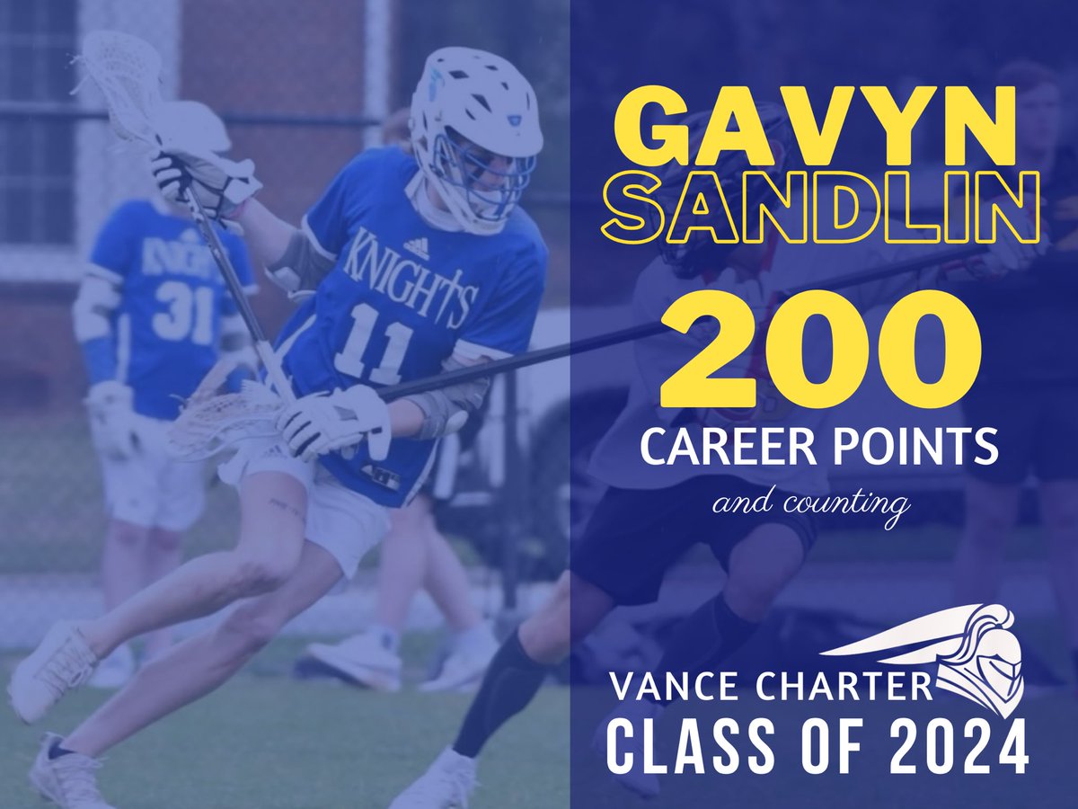 GavynSandlin's tweet photo. Big game tonight! Conference win against Voyager. Congratulations to Lucas and Daniel on their accomplishments. Thank you guys for helping me reach 200 career points! Could not have done it without you all. #knightslacrosse #lockedin #allin123 https://t.co/JTr8Esqr8V