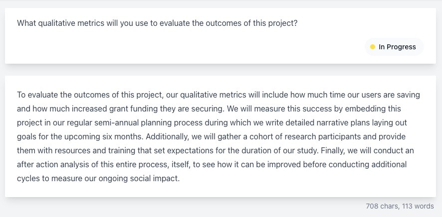 Given little template material and the random prompts, Grantable did pretty well

Read the full article: Grant Experts Grilled an AI Grant Writer
▸ lttr.ai/9ZeP

#Nonprofit #Grants #Saas #Ai #Technology #Philanthropy #nonprofit #grants #saas #ai #technology