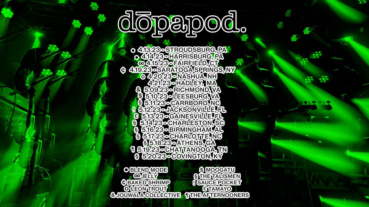 Dopapod (@dopapod) on Twitter photo Weβve missed you. Luckily our Spring Tour starts in just 2οΈβ£ days and we are bringing some friends with us. 
Come early for these ππ» dopapod.com/tour Weβve missed you. Luckily our Spring Tour starts in just 2οΈβ£ days and we are bringing some friends with us. 
Come early for these ππ» dopapod.com/tour