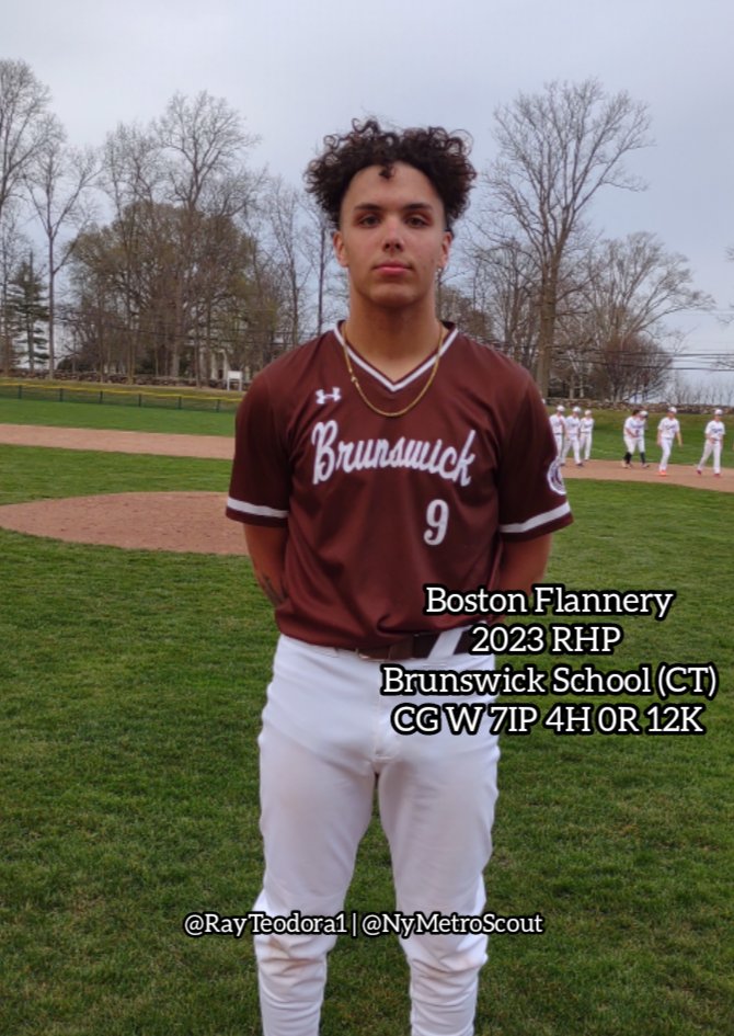 rayteodora1's tweet photo. Final:

Brunswick School - 3
Green Farms Academy - 0

UNC commit @DiamondHeels, Boston Flannery fans 12 in a 4 hits allowed complete game effort!
7IP 4H 0R 1BB 12K

@rayteodora1 @NyMetroScout @MaxPreps @GameTimeCT @MLBDraft @bostonflanneryy @NE_Baseball @GoHeels @CoachForbes_UNC https://t.co/BA2LNCnEdW