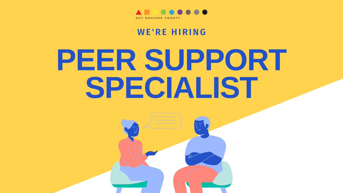 We are #hiring a #PeerSupportSpecialist! This position is the lead programming and outreach staff member, as well as the primary point of contact, for #recovery support services offered through #PrideInRecovery.
Learn more here: outboulder.org/careers/peer-s…
