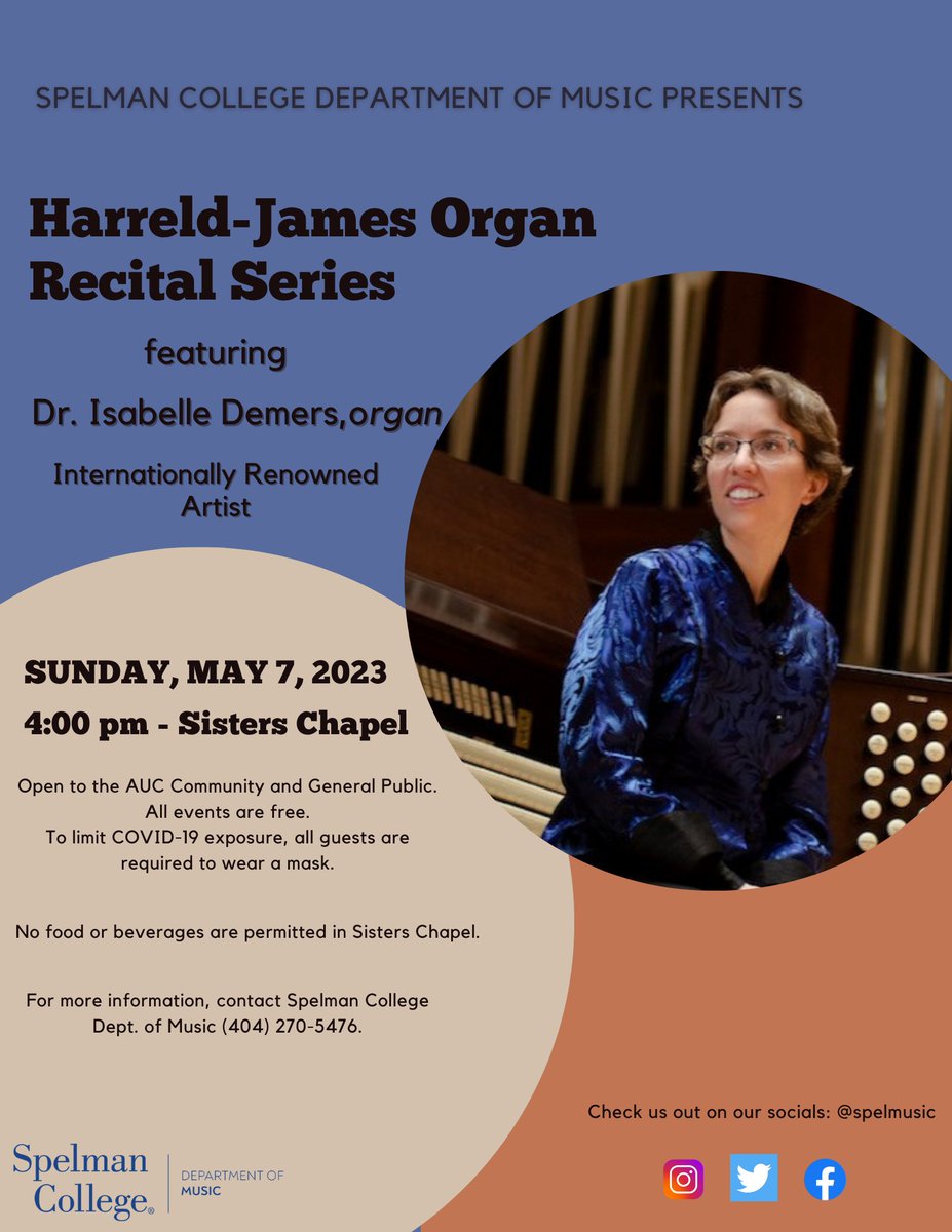 SpelmanMusic's tweet photo. Save the Date!...This upcoming concert by Dr. Isabelle Demers, world renowned organist, is free to the public!... https://t.co/T0YItyoa3j