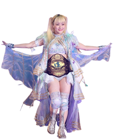 HouseTsutsumi's tweet photo. Looking good with all the gold! (Yes, sometimes I wear extensions for certain photos that require an extra regal princess touch!) @StrangleMania 
#ANDNEW 
#EWCTagTeamChampions 
#UndisputedChampion 
#ShinijoshiPride 
#GrandSlamChampion
#LegendsOfTheRing
#STRANGLEMANIAXVIII https://t.co/VKB0Dk0JGE