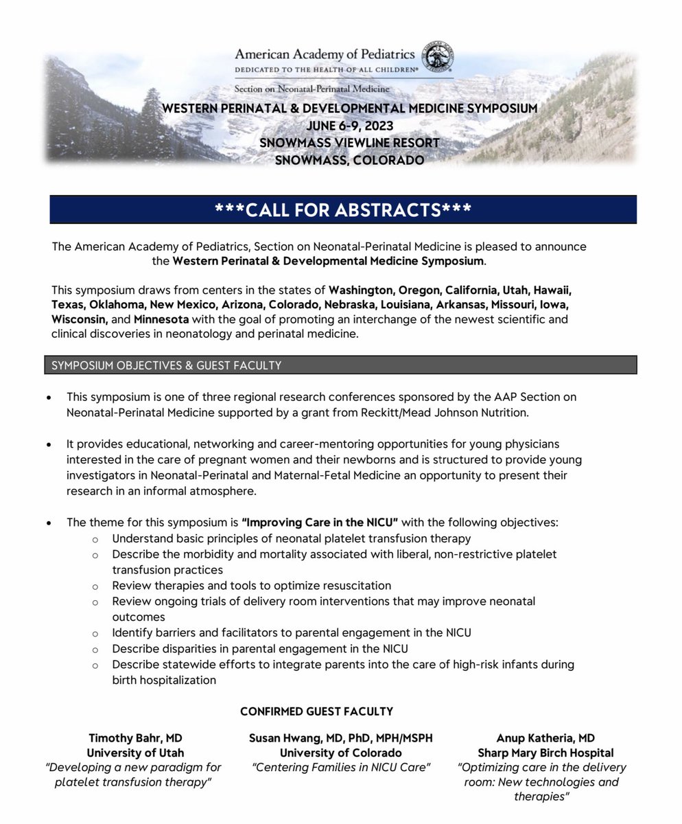 Calling all <a href="/NeoTECaN/">Neo Kids On The Block</a> !
That’s you, NPM fellows &amp; Early Career Neos 🫵
Call for AAP-MJN Perinatal &amp; Developmental Research Symposium due 4/12
👇
calendar.google.com/calendar/u/1?c…

Contact <a href="/rickskaar/">Rick Skaar</a> for more details!