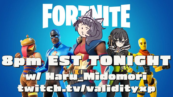 Validity_XP's tweet photo. 🔴LIVE RIGHT NOW PLAYING #Fortnite with @Haru_Midomori 

#ENVTuber #VtuberEN #vtuber #vtubers #Twitch #TwitchStreamers #live #smallstreamers #videogames #anime #wolf #vtuberuprising #live https://t.co/s22ntSF1h2