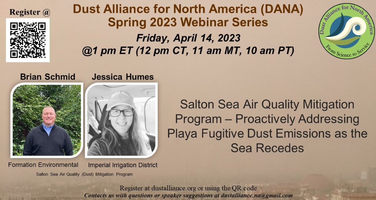 Don't forget, the next DUST ALLIANCE OF NORTH AMERICA webinar is Friday: 10AM Pacific Time, 1PM Eastern.  Topic: The Salton Sea
