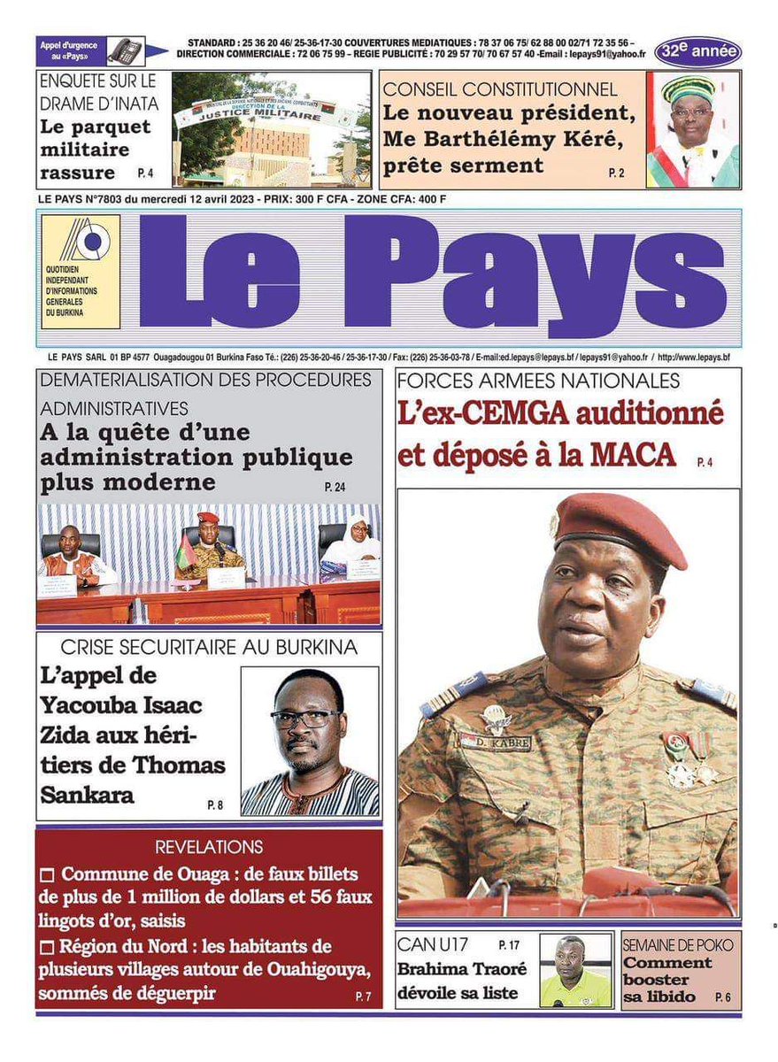 aboubacarybarma's tweet photo. #BurkinaFaso 
Les médias et les réseaux sociaux s'emballent sur le cas de l'ancien Chef d'état major général de l'armée #CEMGA  le colonel David #Kabre, limogé il y a une dizaine de jours. #Burkina https://t.co/gyV3wVpEnq