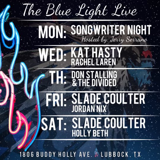 This week @BluelightLive 🫠🫠

@kathasty 
@RachelLaRen_ 
@Donnydivided 
@DiesenGorham 
@JordanNixMusic 
@hollybethmusic 
@sladecoulter 

BUCKLE UP 🏁🏁