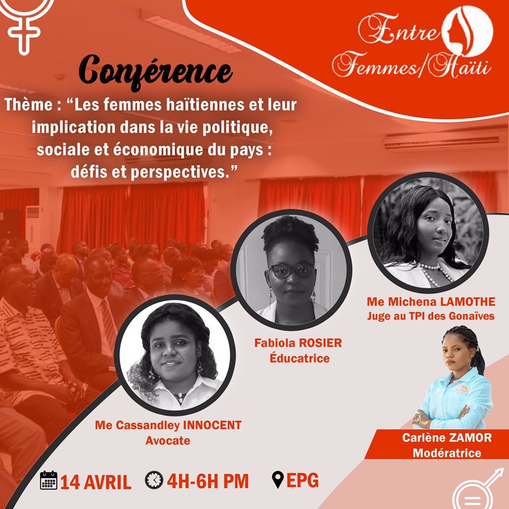 WilniseJacques's tweet photo. Le rendez-vous !!
@ONUFemmesHaiti 
@CarltzRobers 
@femme_entre 
@jfl2022 https://t.co/oEkvPJebJm