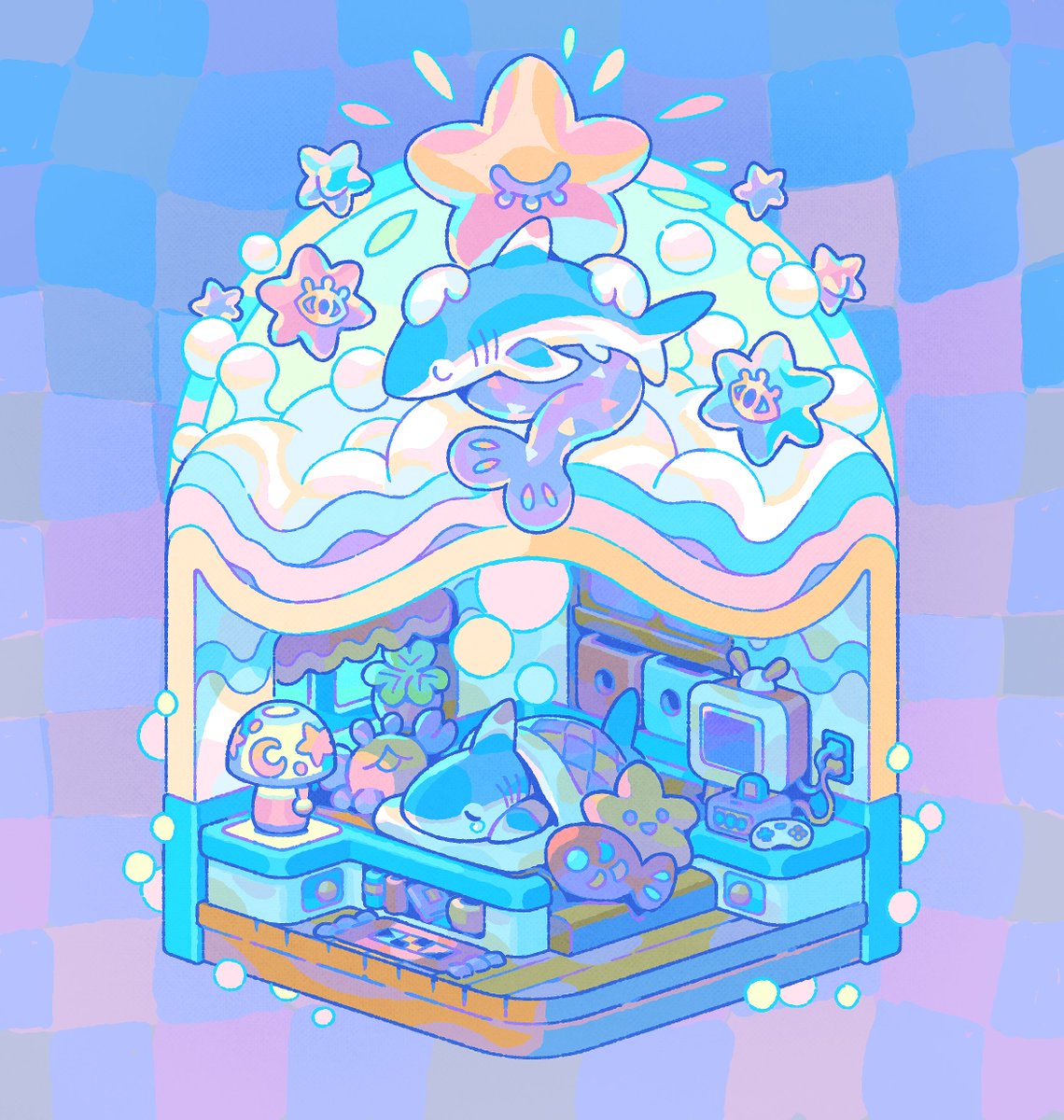 Requinoesis's tweet photo. Happy #PortfolioDay 🎨✨

Hi, I love creating little worlds for little sharks and unraveling their creative possibilities!🦈✨

My life goal is to show everyone the endless ways to represent this fascinating and misunderstood animal!✨

💌https://t.co/RjdldAqDfi https://t.co/Ts0u8jhJG9