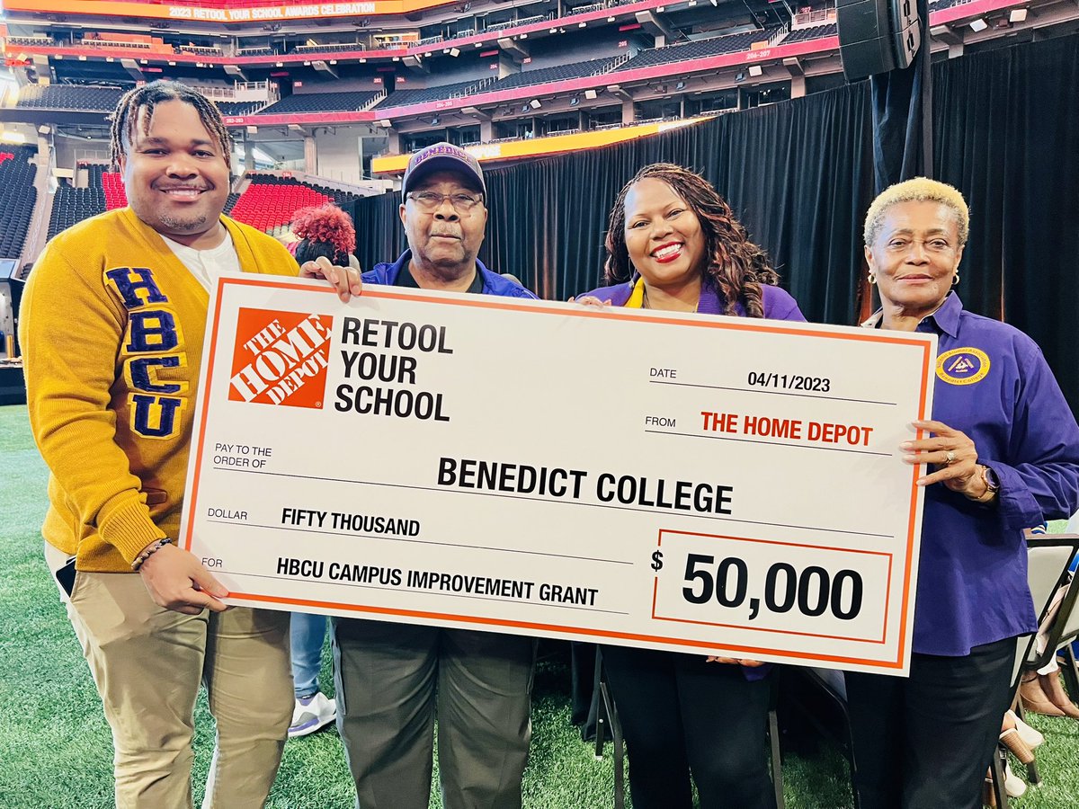 Thank You, Thank You, Thank You  to EVERYONE who VOTED for Benedict College in the Home Depot Retool Your School💜💛You helped us WIN $50,000 to help improve dormitory student study lounges🎉🎉🎉🎉
Special thank you to our Atlanta Alumni #TheBESTofBC