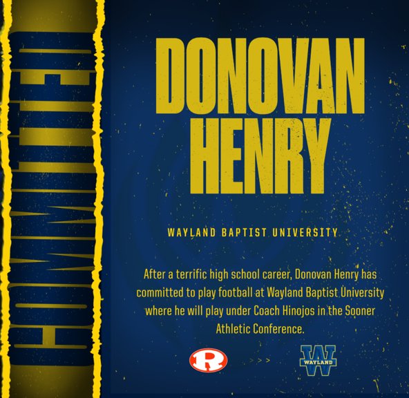 Donovan_henry05's tweet photo. #AGTG I am blessed to announce that I have committed to wayland Baptist University to continue my football and academic career! @CoachBrooks22 @jasonsjive @RISDAthletics @CoachWalser https://t.co/ozJ6W7O7Ic