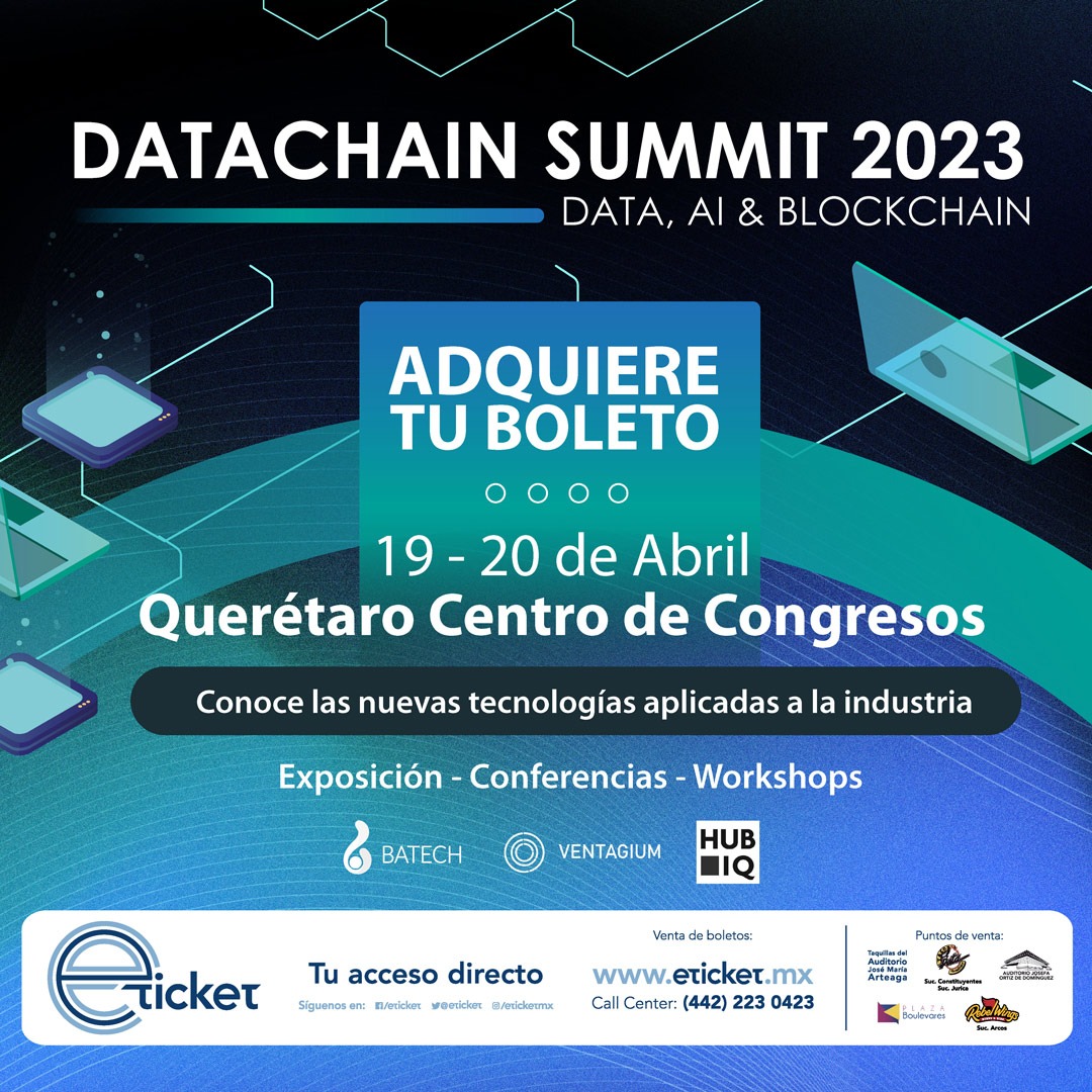 eticket's tweet photo. ¡No te lo pierdas! Aprende de expertos y conoce las últimas tendencias en tecnología 😊✨🙌 #DatachainSummit
📆 19 y 20 de abril
📍#Querétaro , @QCCmx
Compra tus boletos 👇
https://t.co/JxDbu0SARf https://t.co/GmfhNhSVAd