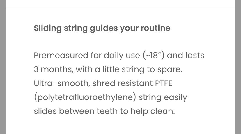 LadyPine's tweet photo. Hey @getquip I’m curious why the floss that I just ordered is made is of a chemical that the EPA limits to less than 1 part per million in drinking water? https://t.co/wq9twdbvbZ