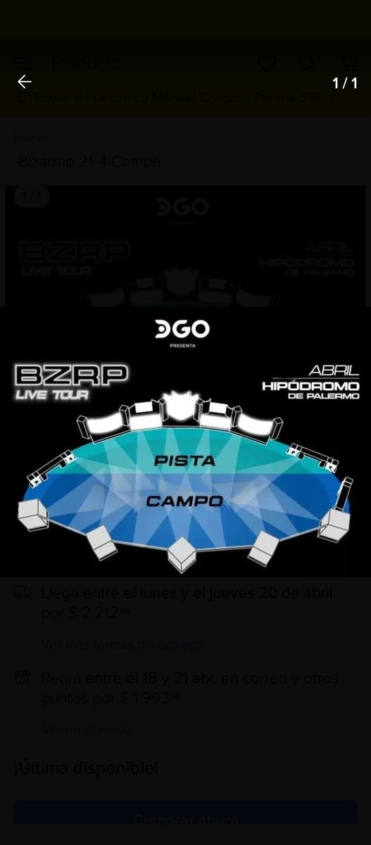 fran_cividini's tweet photo. Vendo 1 entrada para #bizarrap para el 21/4 (pista) https://t.co/LPjCCNWnqK