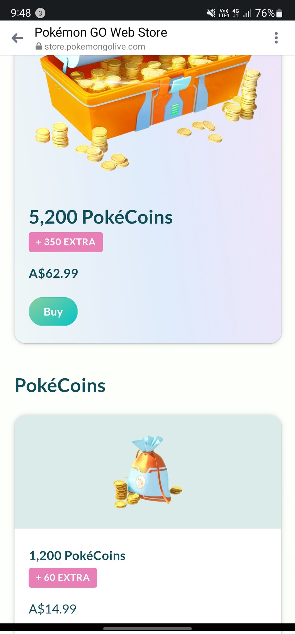 Pokémon GO Web Store