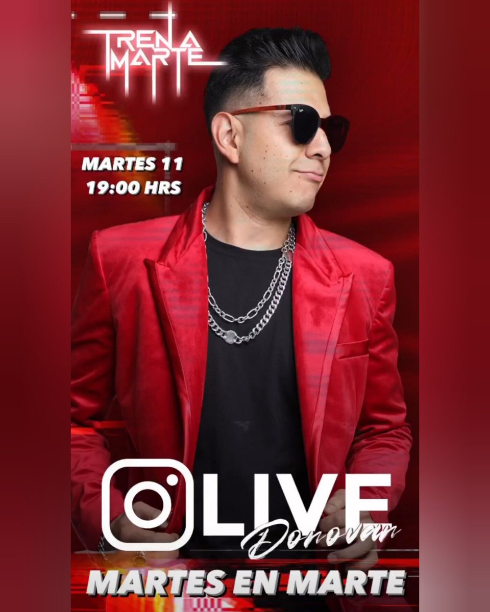 Abordantes_TAM's tweet photo. Hoy en #MartesEnMarte no te pierdas a @donoroma #InstagramLive de @trenamarte a las 19:00 hrs. 😎
#TrenAMarte #RedJacketsTour #Charlespop #TerceraLlamada #KarmaParaElAlma #AbordantesTrenAMarte https://t.co/qe1yUiVsXx