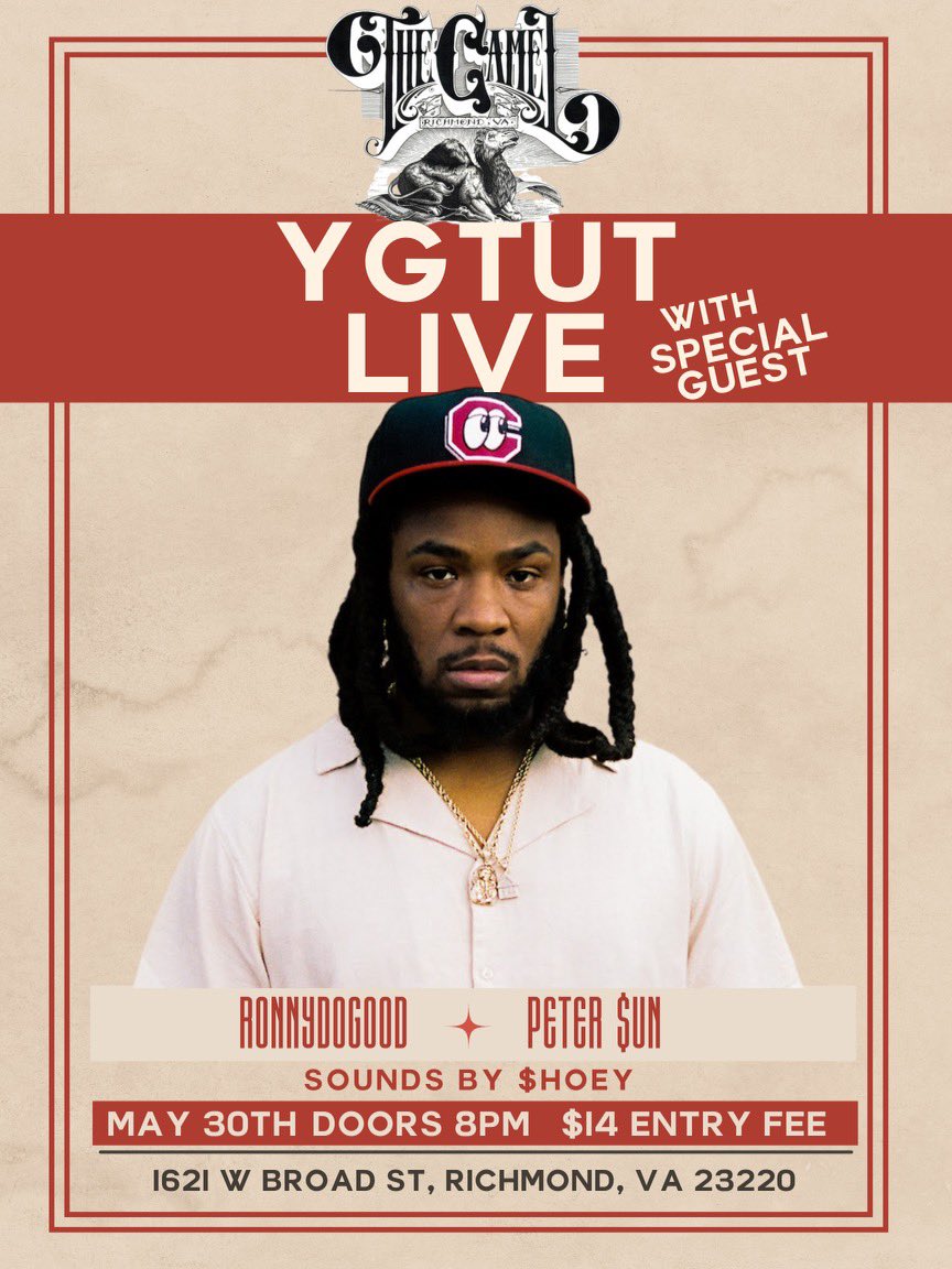 <a href="/YGTUT/">Preacher's $on</a> w/ <a href="/scummysunny/">Peter $un</a> &amp; <a href="/ronnydogood/">ronnydogood</a> 

<a href="/thecamelrva/">The Camel</a> 

tix via. etix.com/ticket/p/70626…