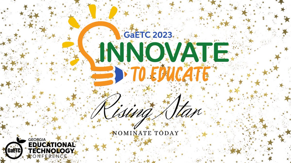 We are ready for your nominations! Nominate a Georgia K-12 Educator who is using technology to innovate in the classroom for the GaETC23 Rising Stars Award! Learn more and nominate at conference.gaetc.org/attendee-info/… #GaETC23 #InnovateToEducate