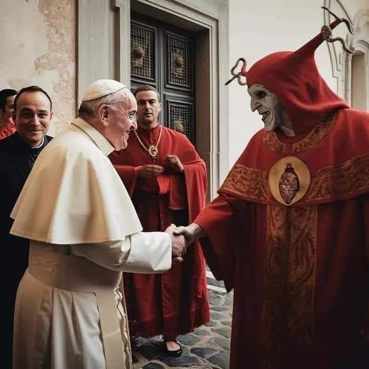 Las imágenes que le están dando la vuelta al mundo. 

El Papa Francisco es criticado por saludar de mano a dos sacerdotes Satanicos en Bérgamo Italia.