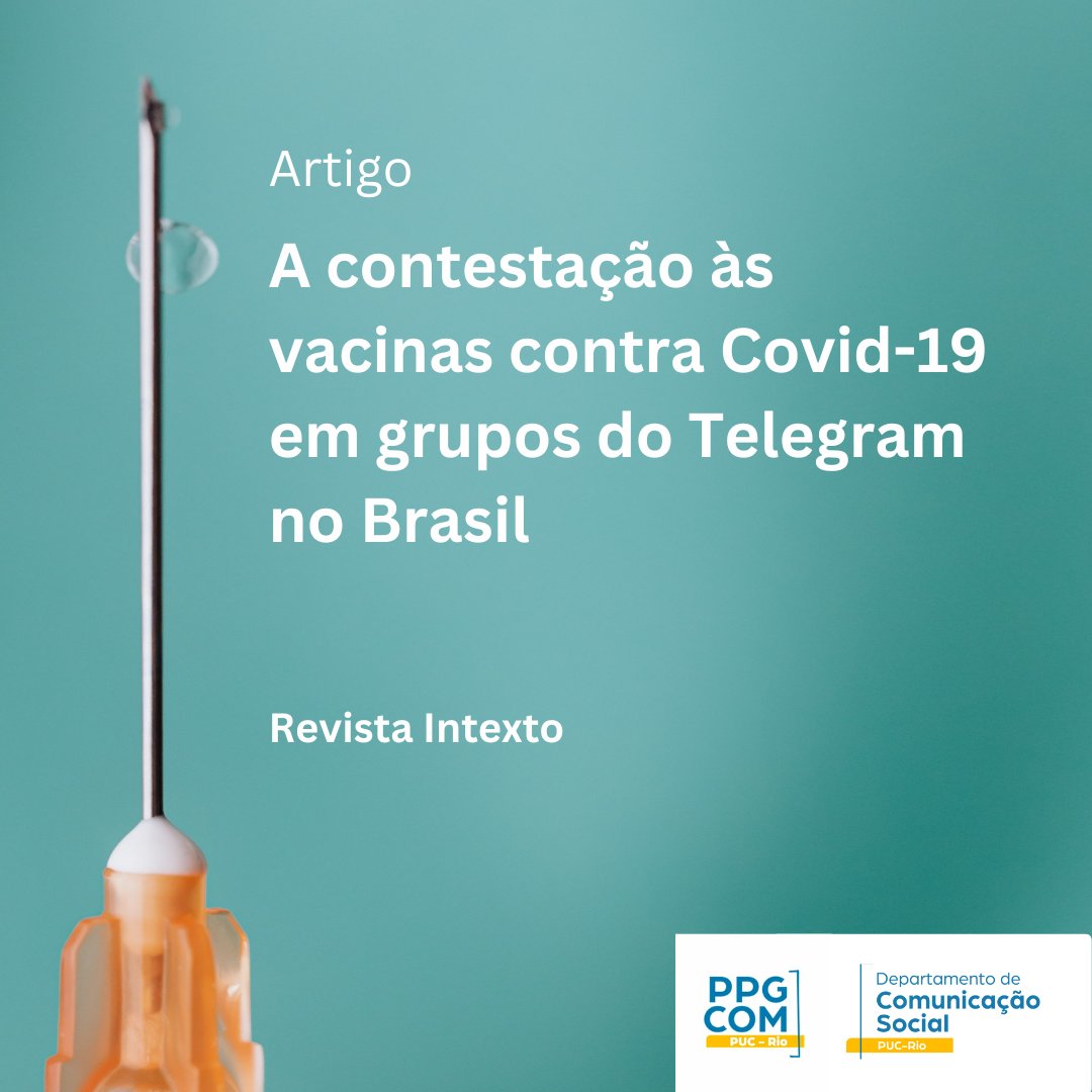 ppgcompucrio's tweet photo. O discurso de contestação às vacinas contra Covid-19 no Telegram é tema de um artigo recente assinado por Lídia Raquel Herculano Maia, @LuisaMassarani, @ThaianeOliveira e pelo professor do Departamento de Comunicação da PUC-Rio @marceloufsj.
https://t.co/5tjPBILSSL…… #PUCRIO https://t.co/zvu9zW4QYs