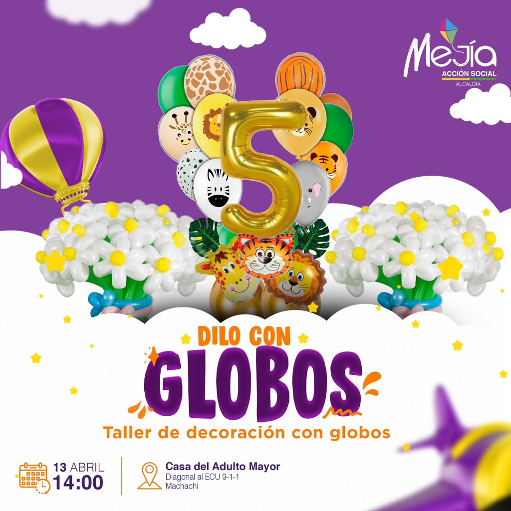 Aprende a 𝗱𝗲𝗰𝗼𝗿𝗮𝗿 𝗰𝗼𝗻 𝗴𝗹𝗼𝗯𝗼𝘀 🎈en nuestro taller 𝗚𝗥𝗔𝗧𝗨𝗜𝗧𝗢

¡Te esperamos!  

#LoHacemosPorTiMejía 💛💚