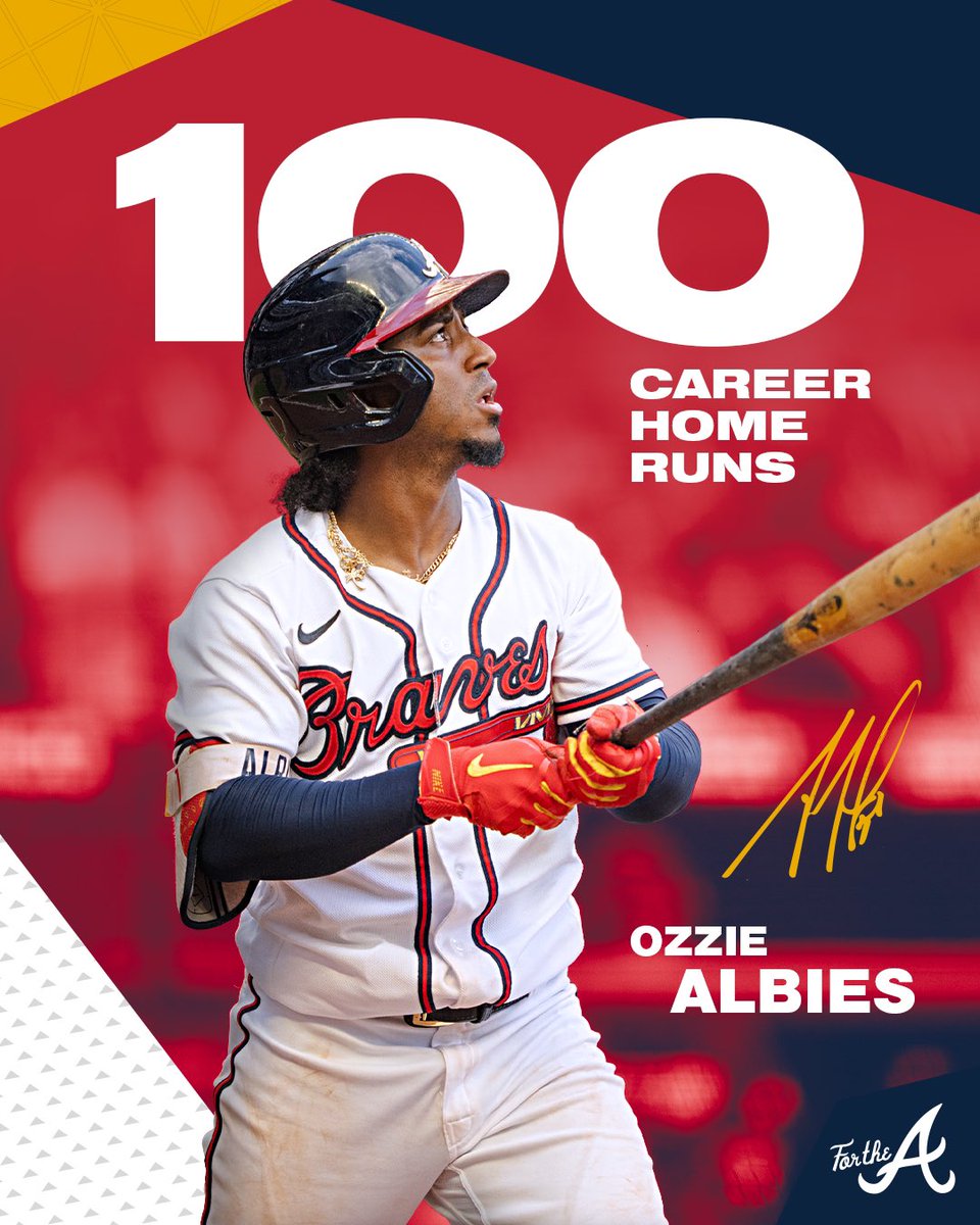 Braves's tweet image. Career home run number 💯 for @ozzie!