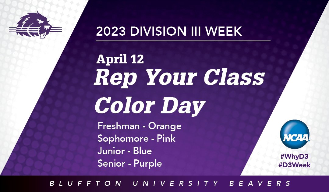 <a href="/BlufftonSAAC/">Bluffton SAAC</a> tomorrow is day 3….. make sure you rep your class color 🦫