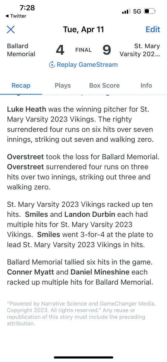 vikings_st's tweet image. Vikings advance to the SHIP! St. Mary beats @BallardBombers 9-4. #classA #vikings @stm_vikings @kyhsbca @Region1Sports @TheAdamBWells @jcjensen94 @chelseabrooke @WestKYSportsNet