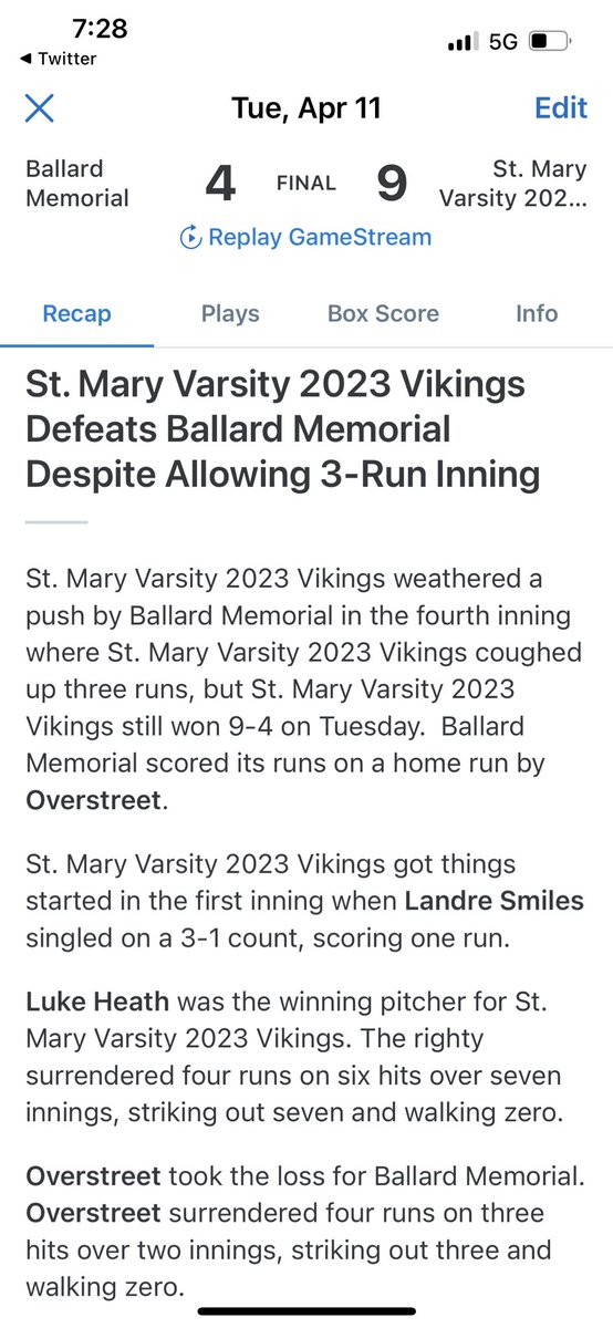 vikings_st's tweet image. Vikings advance to the SHIP! St. Mary beats @BallardBombers 9-4. #classA #vikings @stm_vikings @kyhsbca @Region1Sports @TheAdamBWells @jcjensen94 @chelseabrooke @WestKYSportsNet