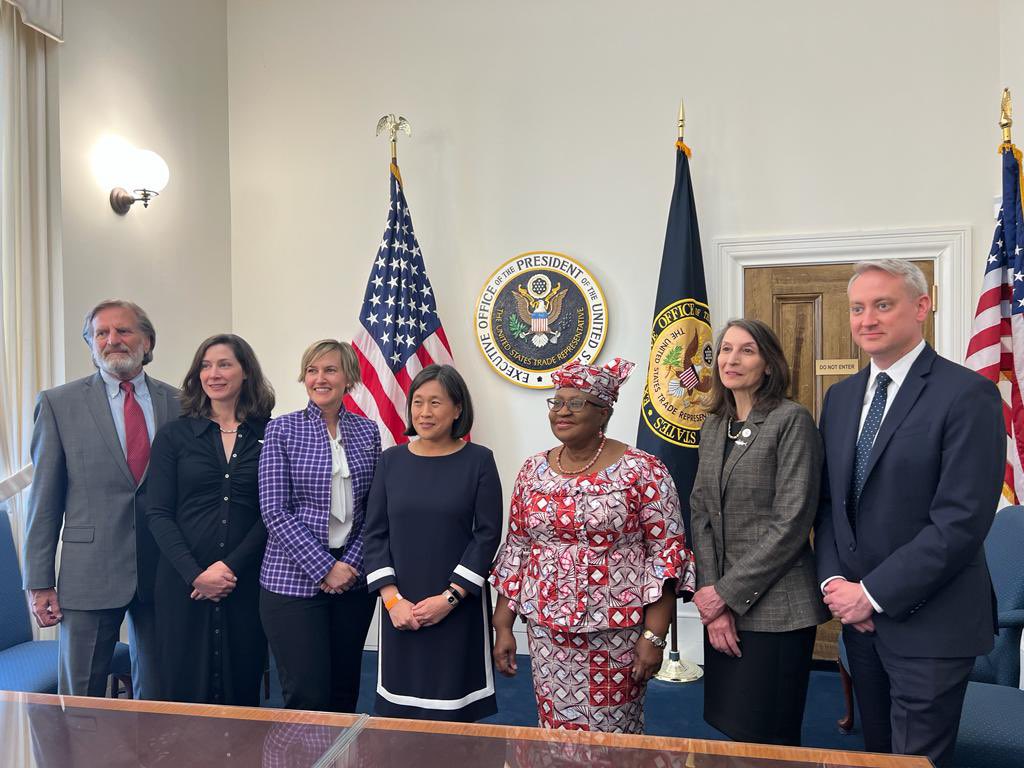 NOIweala's tweet photo. Great to celebrate today the USA’s ratifications of the Fisheries Subsidies Agreement! The 1st large fishing nation to ratify. Thank you to @AmbassadorTai &amp; the USTR fisheries team for making this early ratification happen. Hope others will follow suit. Let’s get it done by MC13! https://t.co/szyDr07WRW