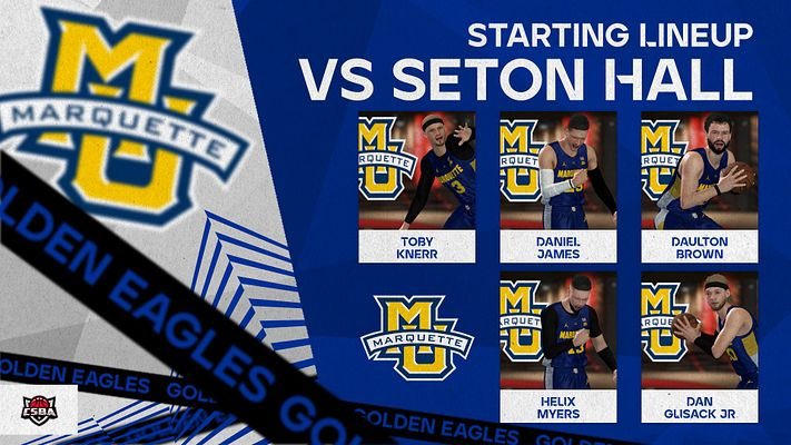Our starting 5 tonight! It’ll be our firstt true away game all season, we had our Jamaica trip then stayed in Milwaukee since. 

9pm, will be our first game against Seton Hall. 

#BeGolden