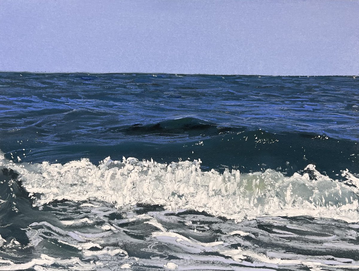 今日のパステル画1000枚目。 三角の海の波。