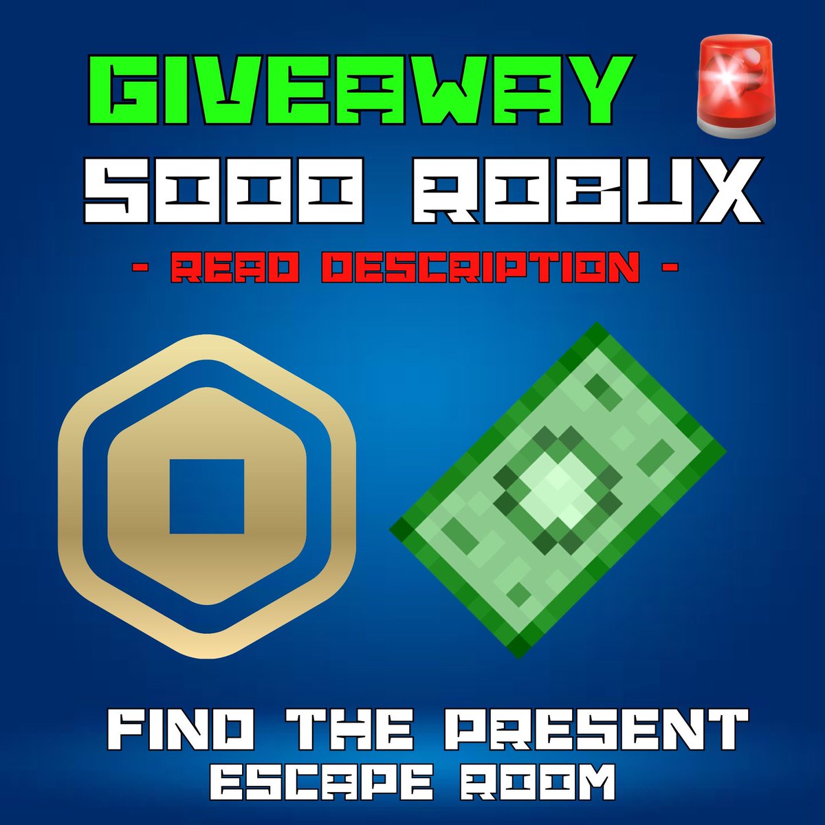 FindThePresent's tweet photo. 🚨GIVEAWAY🚨 

To enter this 5000 Robux giveaway

- Tag 3 friends (can tag more for better chance of winning)

- Follow @FindThePresent and @jared12moss 

- Share this post to your story

WINNER is announced 30th of April! GOODLUCK 

#roblox #robux #robloxgiveaway #giveaway https://t.co/rZhL2HtvTi