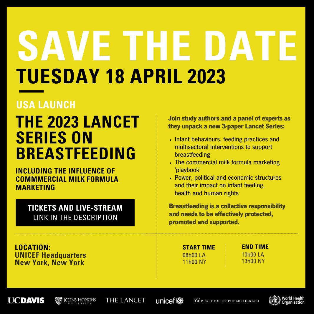 Thank you @DrTomori. I cannot wait! Register now. Live-streaming & limited in-person tickets.
swiy.co/LancetUSA  #ProtectBreastfeeding #EndExploitativeMarketing