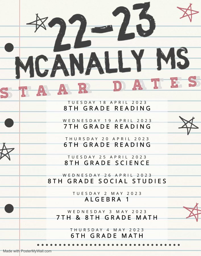 McanallyMiddle's tweet image. MMS! Check out the testing schedule up ahead. Remember to bring charged devices &amp;amp; your charger with you to school. You can bring a water bottle and a snack (optional, not required). If you do not have a district device, we will issue one to you on the day of testing. @AledoISD