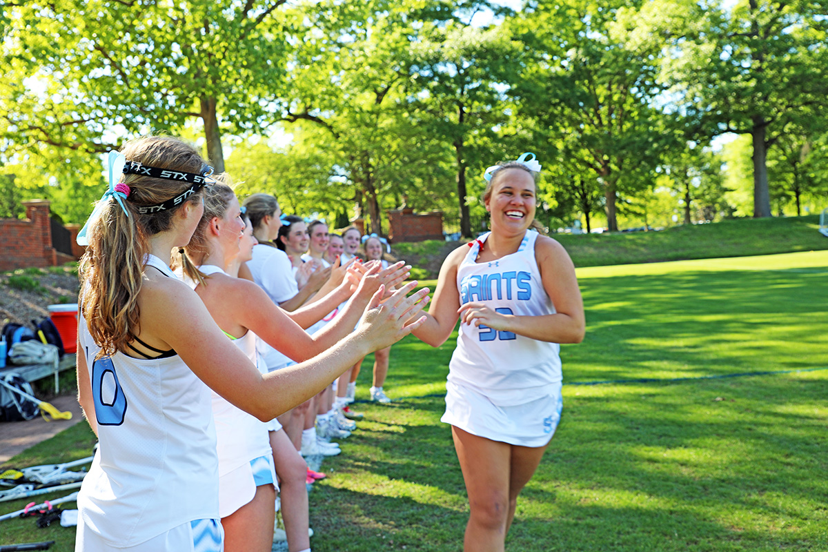 Saints varsity #lacrosse wins 15-2 v. Cary Academy at home on Senior Day April 11, 2023. Thank you, Abbi, Lilly, Margaret, Sallie, for your dedication to Saints #LAX! Saints improve to 5-2. #seniorday #Classof2023 <a href="/langstonwertzjr/">Langston Wertz Jr.</a> <a href="/PrepsNow/">PrepsNow</a> <a href="/MaxPreps/">MaxPreps</a>