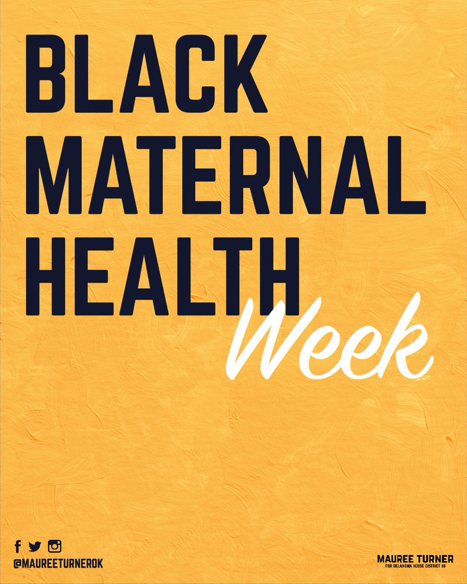 MaureeTurnerOK's tweet photo. This week is Black Maternal Health Week. Many people don't know about the struggles Black people who give birth face during and after pregnancy. Follow @BirthEquity @BirthJustice @BlkMamasMatter @justice4blkgrls @CareRingNC for more💛 https://t.co/00QHz30dHo