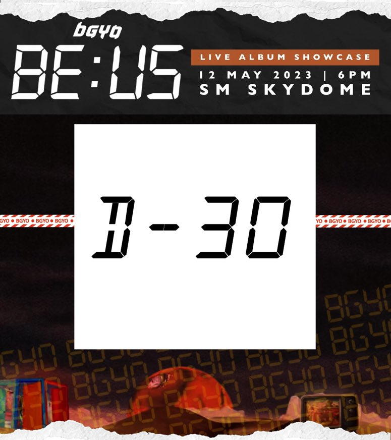 Let the countdown begin.
Don’t miss the chance to get up close with #BGYO &amp; watch them live as they take the center stage for #BGYO_BeUsAlbumShowcase on May 12, 2023 at SM North EDSA Sky Dome!

<a href="/smtickets/">SM Tickets</a>: bitly.ws/BGWD
Merch box: tinyurl.com/v369dyv2

<a href="/bgyo_ph/">BGYO_PH</a>