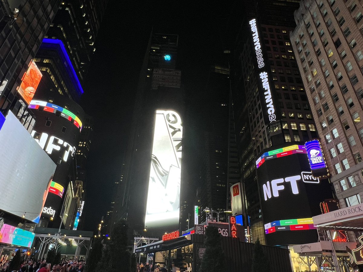 A celebration of #NFTNYC2023 community Artists and Speakers on the iconic Times Square billboards