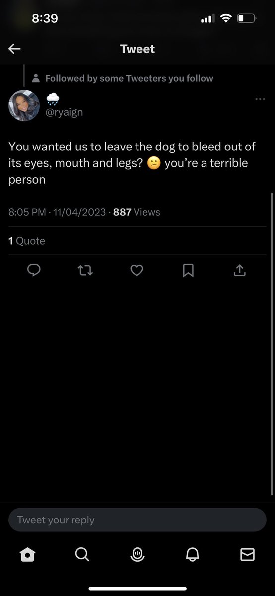 ashamoosai's tweet photo. You and your neighbours are disgusting fucking people and I am baffled why we have people like this on earth. 

Because no fucking way a dog limping and injured after an accident, couldn’t be taken to a vet. NO MATTER WHERE IN THE COUNTRY YOU ARE. https://t.co/aHDBNw6wYV