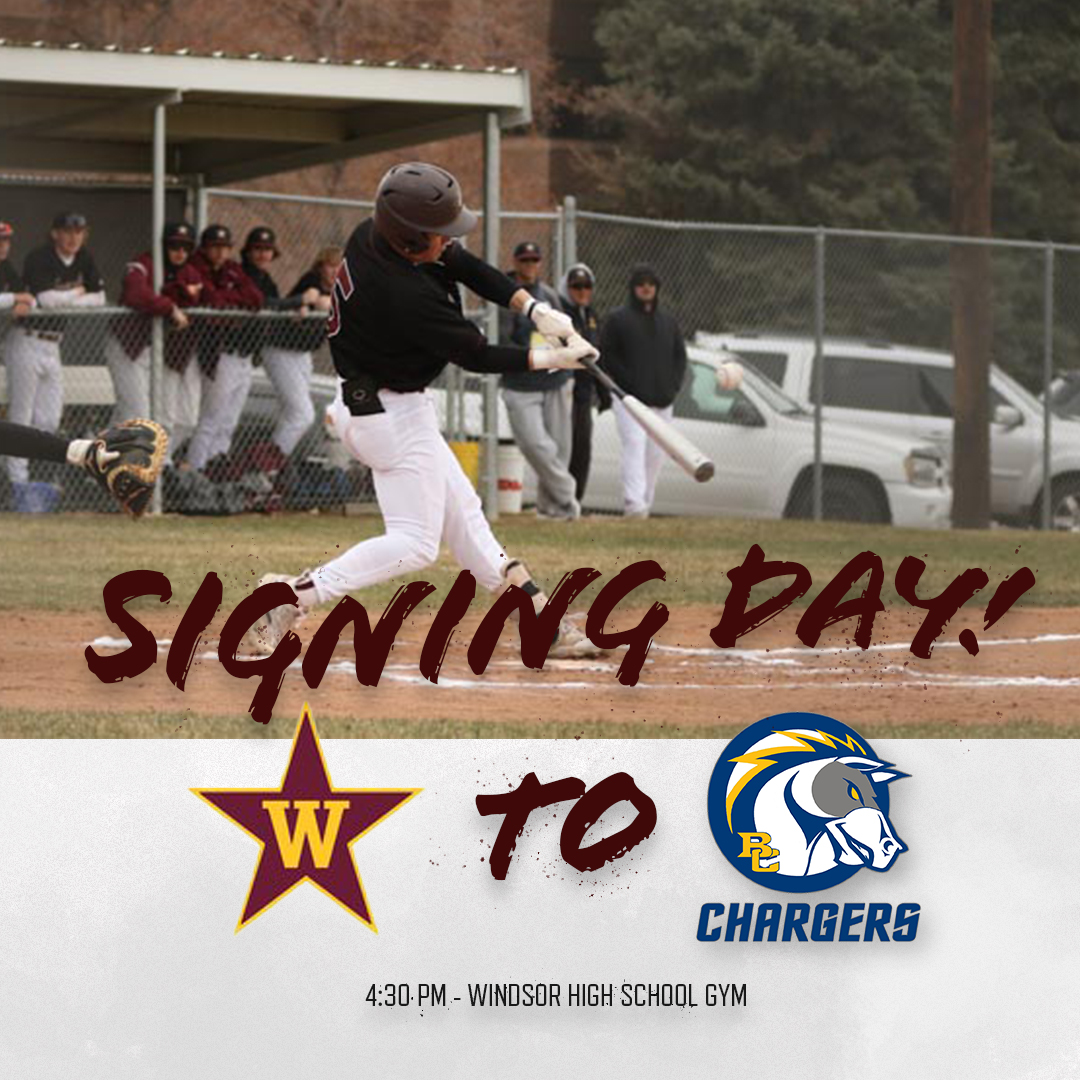 ⭐️⚾️Congratulations, Chase Thomas, who will continue his baseball career, after WHS, at Briar Cliff University.  Join us to celebrate his success at signing day!!  
📆 April 12, 2023 
🕓4:30 PM 
📍 Windsor High School Main Gym