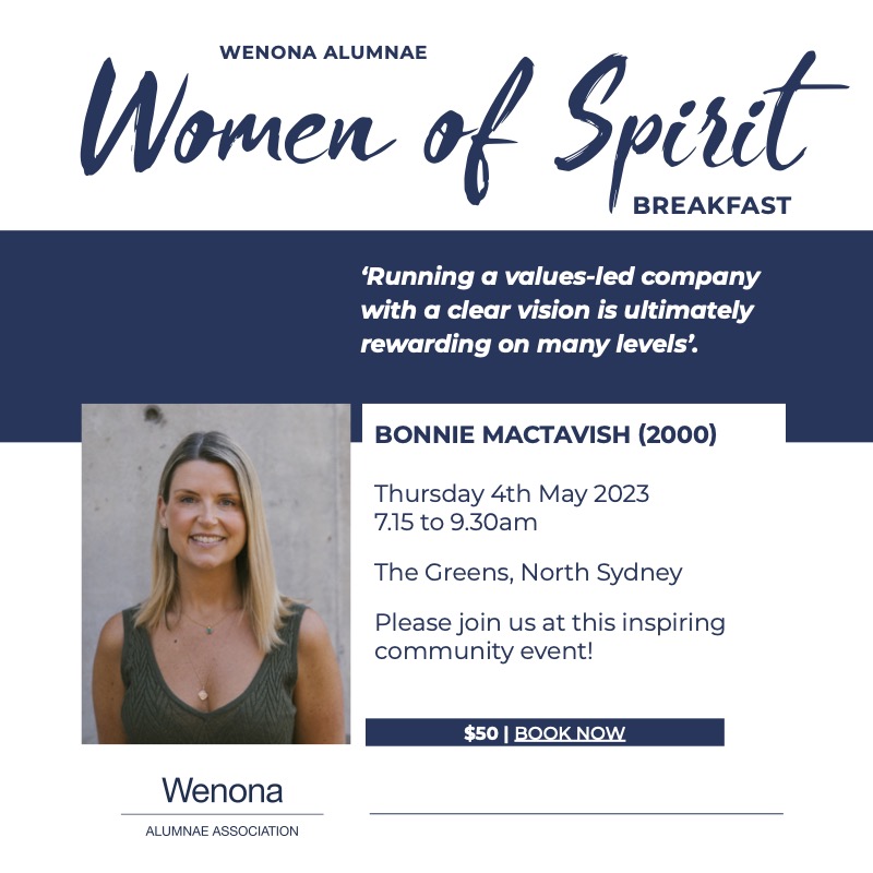 The long awaited 2023 Women of Spirit Breakfast is here! Don't miss future-tech insights from Ms Bonnie MacTavish (2000), Co-Founder and Head of Experience Strategy at the multi-award-winning @nightjar, and help fund Alumnae Scholarships: bit.ly/3mj8F52 #WenonaAlumnae