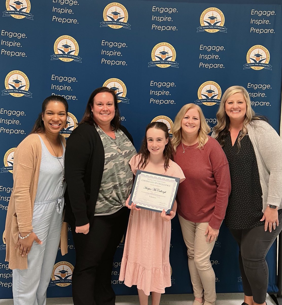 Congratulations to Harper McCullough, who won the County Character award for 'Tolerance'! She was recognized at the board meeting this evening. We are all so proud that Harper is a Baggett Bear! 🐻 #PCSDproud