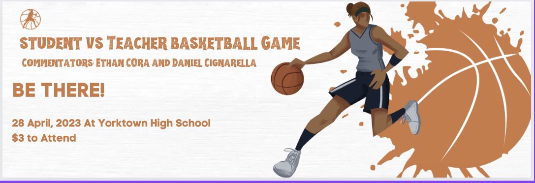 JohnRomeroWISE's tweet photo. Student vs Teacher basketball game coming up soon!!! @YHSMrsMero #marketing #WISE https://t.co/yNhUZbXUwN