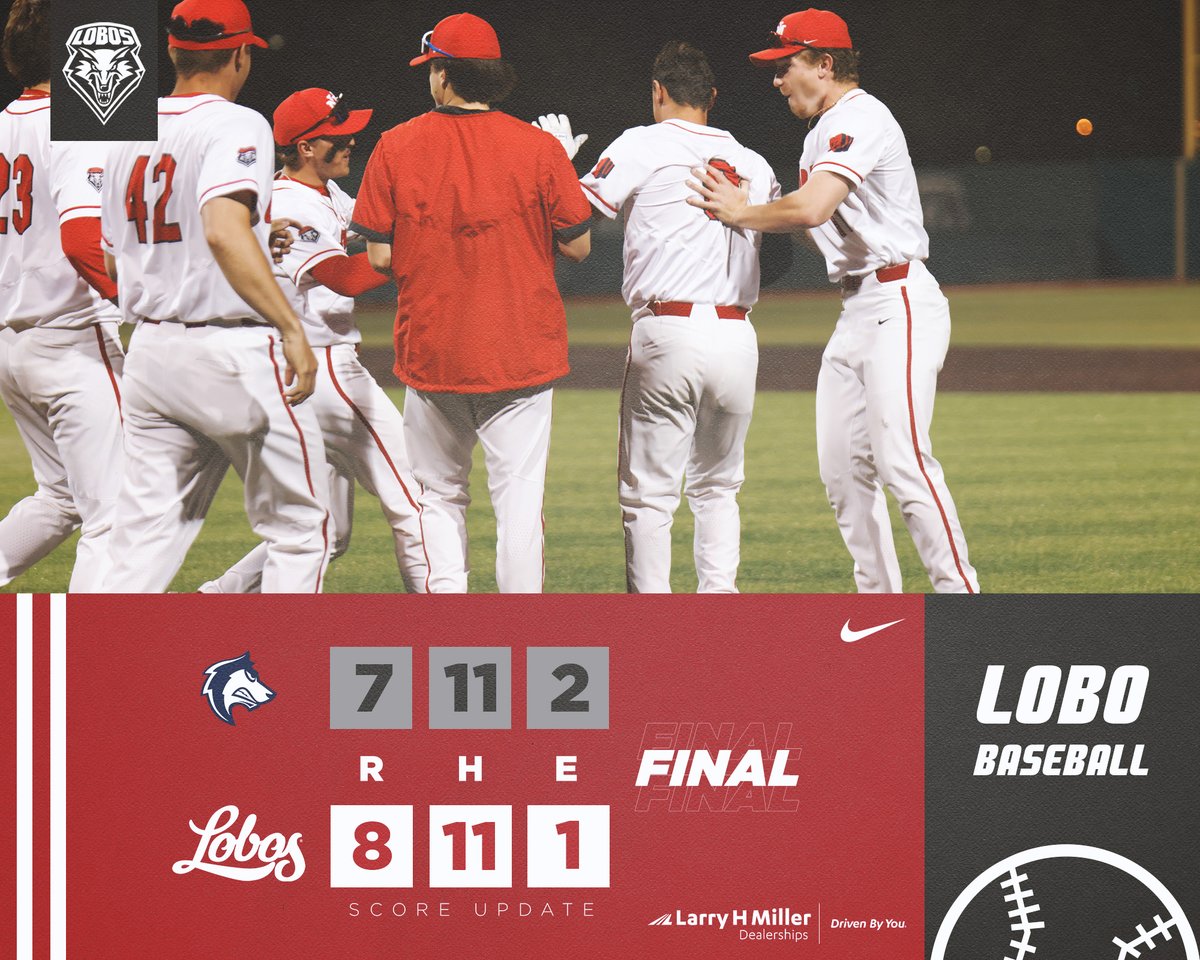 UNMLoboBaseball's tweet image. Recap after a wild finish and a Lobo victory on Tuesday night.

Full Story: golobos.com/news/2023/04/1…

#GoLobos