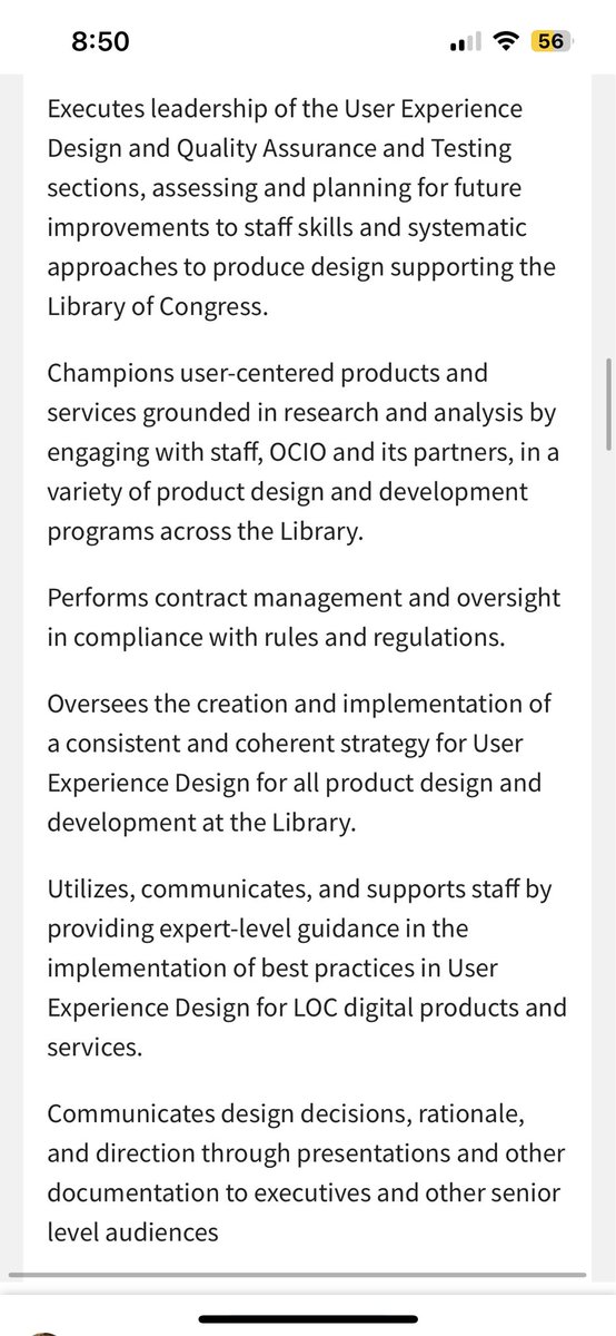 digiphile's tweet photo. The @librarycongress is looking for a chief of design: https://t.co/8PXoxO49oT It would be wonderful if folks could make sure great candidates  everywhere around the USA know about this role. cc @codeforamerica @USDS @BeeckCenter #civictech https://t.co/lkAo7bm97e